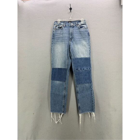Urban Outfitters BDG Denim Patchwork Jeans Slim Straight High Rise Women Size 28 - Picture 2 of 9
